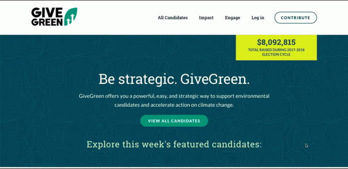 an animated gif of givegreen's homepage